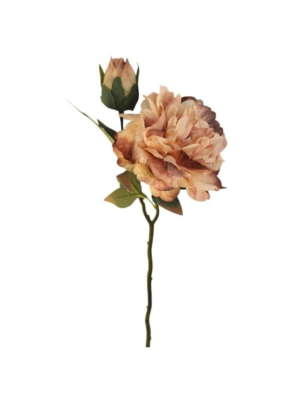 Blush Peach Faux Peony Stem 18 Inch Wedding Artificial Silk Flower Large Bloom D